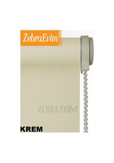 Zebraevim Stor Perde Etek Dilim  Beyaz-Ekru-Krem Beyaz 100 x 200 Boncuklu