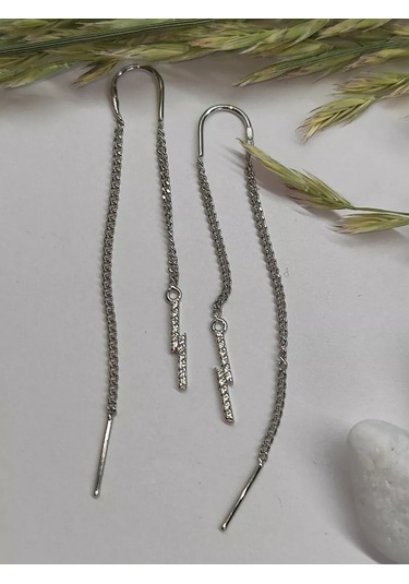 Sılver Whale Gümüş Küpeler Şimşek Çekme Delikli Unused5 237472814 Diğer