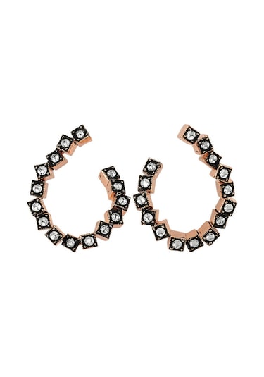 Lilarote Kare Tasarım Elmas Küpe