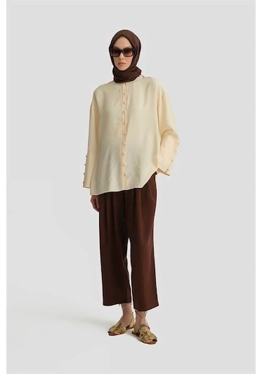 Armine Çift Pileli Pantolon 25y2816 Açık Kahve Kahverengi