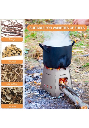 Vkemall İki Bir Arada Açık Katlanabilir Alkol Sobası Odun Sobası Kamp Mini Taşınabilir Katlanabilir Alkol Sobası Büyük Gümüş