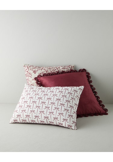 English Home Marbling Dolgulu Kırlent 45x45 Cm Bej Bordo