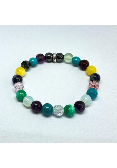 Balık Burcu Bilekliği 8mm Doğaltaş Bileklik - 16 Cm Çok Renkli