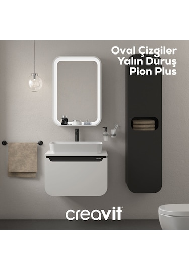 Creavit Pion Plus Lavabo Dolabı 70 Cm Mat Beyaz - Antrasit Mat Beyaz