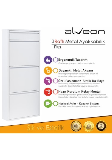 Alv-1003 Plus Alveon Metal Ayakkabılık Beyaz