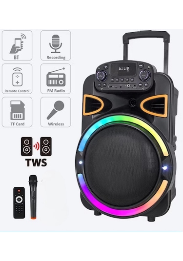Acl Acs-2 30w Taşınabilir Tws Kablosuz Partybox Hoparlör Rgb Işık, Bluetooth, Kumanda Ve Mikrofon