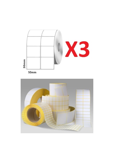 30MM X 50MM Kuşe Barkod Etiket 3 Rulo