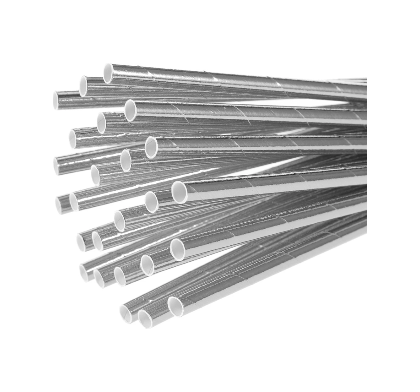 Hombey Gümüş Renkli 100'lü Paket, Yiyecek Dereceli, Çevre Dost, Sert Ve Hafif, Nikah, Parti, Banket Dekorasyonu İçin Altın Folyo Kağıt Pipetler