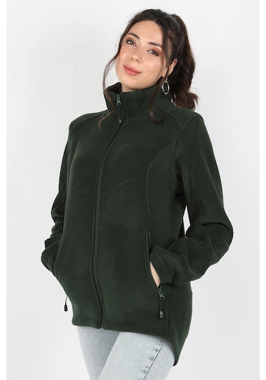 Kadın Balıkçı Fermuarlı Sweatshirt Yeşil