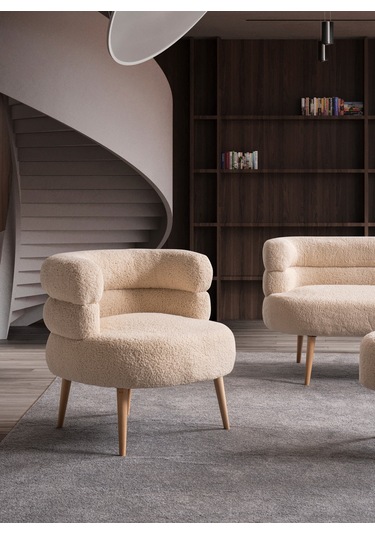 Barel Özel Tasarım Çay Seti Koltuk Takımı,berjer Ve Puf Ofis Balkon Cafe Bahçe Salon Mobilyası 4 Lü Takım Vizon Vizon