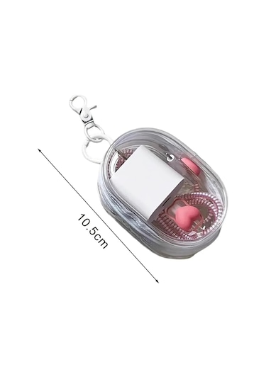 Konesam Su Geçirmez Şeffaf Kablolar Ve Kulaklık Organizer Çantası - Katlanabilir, Çift Zip Ve Anahtar Kemerli Elips Depolama Çantası