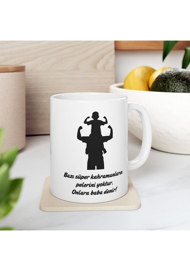 Babalar Günü - Doğum Günü Hediyesi - Hediye Porselen Kupa Bardak 11 Beyaz