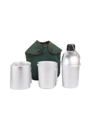 Pazly Kamp Doğa Maceraları İçin Alüminyum Çelik Kettle, Bardak, Odun Fırını + Katlanır Çatal Kaşık Seti Gümüş Gümüş