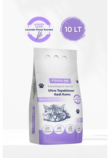 Foodline Lavanta Kokulu İnce Taneli Bentonit Topaklaşan Kedi Kumu 10 L
