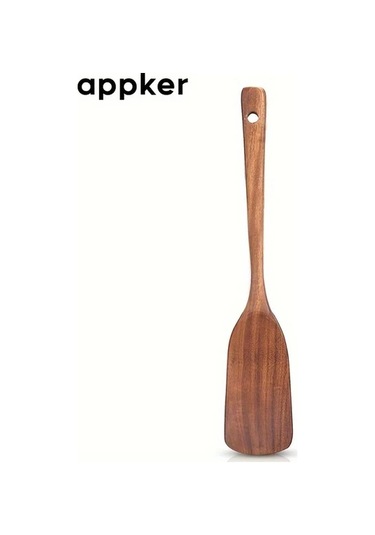 Brightnova Appker Akasya Ahşap Spatula Seti Wooden Shovel Yapışmaz Yemek Güvenli Pişirme Karıştırma Kızartma Düz Ve Delikli Spatula Ahşap