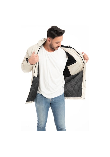 Erkek Taş Içi Polarlı Kürklü Su Ve Rüzgar Geçirmez Kapüşonlu Kışlık Mont & Kaban & Parka Taş