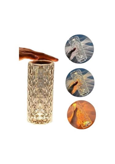 Kristal Lamba Masa Lambası Şarjlı Masa Lambası Dokunmatik Sensör Usb Şarjlı Çok Renkli