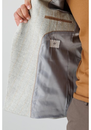 Erkek Gri Slım Fıt / Dar Kalıp Geniş Kırlangıç Ceket-20009 Gri