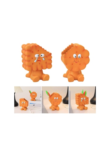 Ganzhoushop Yaratıcı Bisküvi Şeklinde Kalemlik Kare Yuvarlak Şekil Karikatür Masa Kırtasiye Düzenleyicileri Ofis Malzemeleri Ve Dekorları İçin Kare