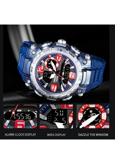 Novahub Smael 1921 Doğa Sporları Su Geçirmez Erkekler Aydınlık Zaman İzle Elektronik Saat Turuncu Ve Mavi Çok Renkli Çok Renkli