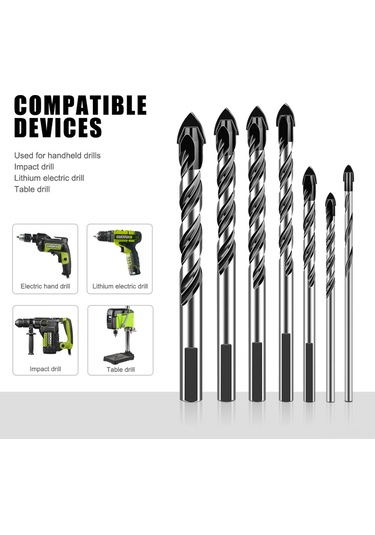 Geeroyoo 5 Parça Karbür Uçlu Çok Amaçlı Delik Açma Seti - 6,8,10,12mm Fişek, Cam, Tuğla, Beton İçin Uçlu Delik Açıcı