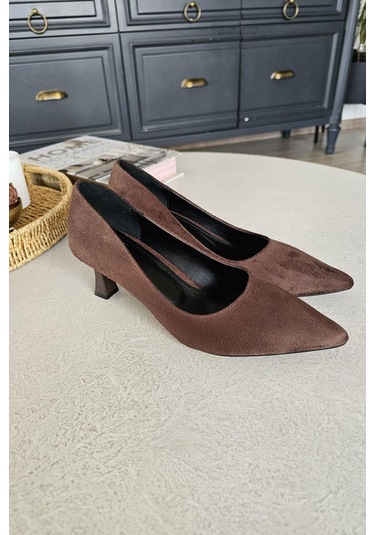 Ops 10 1899 Topukla Kadın Kadeh Topuklu Stiletto Kahve Süet