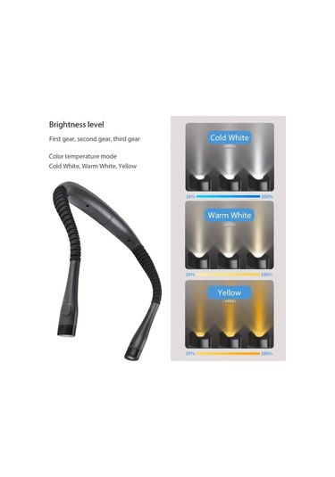 Techbloom 6 Seviye Led Boyun Lambası Şarj Edilebilir 3 Renk 6 Parlaklık Seviyesi Bükülebilir Kollar Uzun Ömürlü Okuma Dikiş Kamp Tamir İçin Ahşap