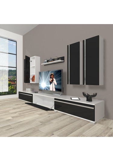 Decoraktiv Eko 8d Mdf Tv Ünitesi Tv Sehpası Beyaz - Siyah