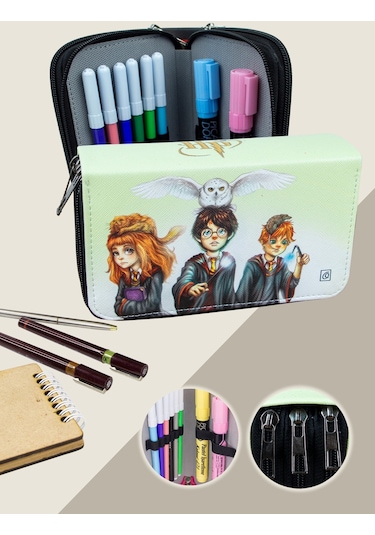 Kalem Kutusu Anime-manga Harry Potter Temalı Orginazer Üç Bölmel
