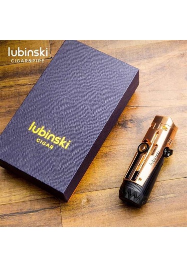 Lubinski Lion İğneli + Delicili Tek Torch Puro Çakmağı Gunmetal