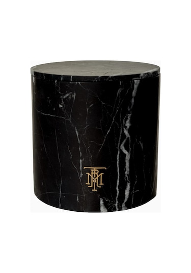 Montroi Nero Marquina Marble Candle Holder El Yapımı Lüks Mumluk Siyah