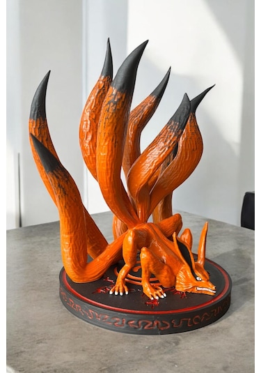 Kurama Kyubi 3d Baskı Koleksiyon Figürü El Boyaması, Naruto Lanetli Mühürlü Anime