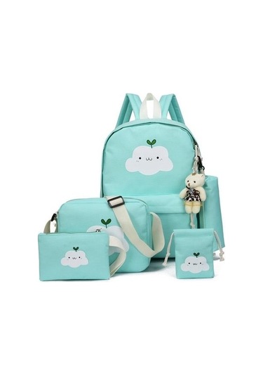 5 Adet Set Moda Sırt Çantası Kız Tuval Sırt Çantaları Casual Çocuklar Okul Çantaları Bayanlar Gençler Için Sırt Çantası Kızlar Okul Çantaları Okul Çantaları Hovrf3 Yeşil