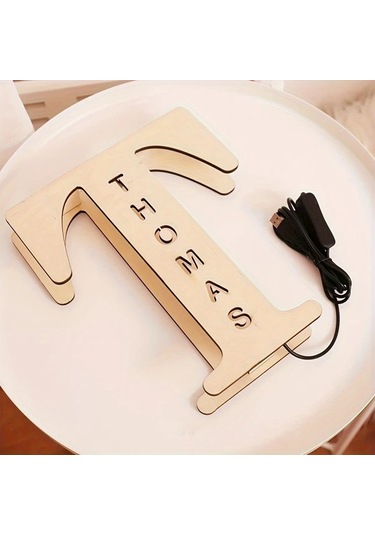 Honeybeeshop I 1 Adet Zouwıı Kisilesellestirilmis Led Duvar Gece Lambasi Buyuk Harfle Ozel Isim Tarih Geri Donusturulmus Ahsap Usb Yatak Odasi Dekoru Ciftler Yil Donumu Hediyesi Beyaz