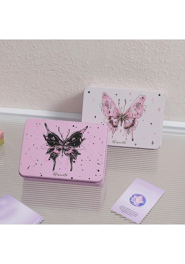 Pembe Ins Tarzı Kız Dıy El Hesabı Etiket Goo Kart Saklama Kutusu Öğrenci Masaüstü Bitirme Yıldız Kartı Depolama Demir Kutu