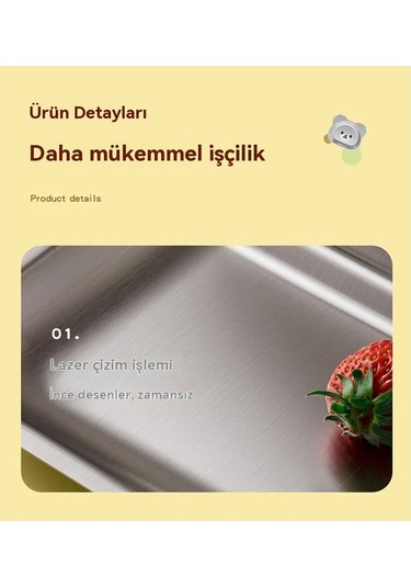 Ev Tipi Düşme Önleyici 304 Paslanmaz Çelik Çocuk Bölme Tepsisi Ahşap