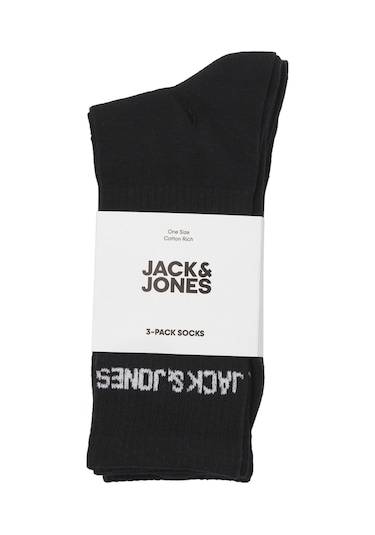 Jack & Jones Erkek Logo Detayli 3'lü Çorap Paketi - 12260083 Black
