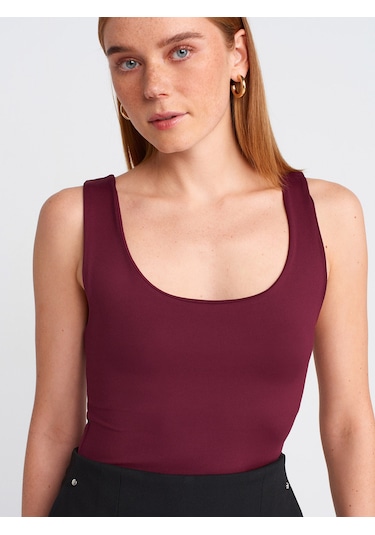 Dilvin 20977 Kalın Askılı Poliamid Atlet-bordo Bordo