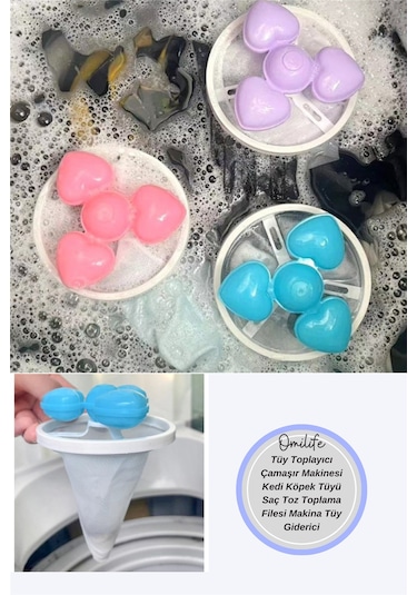 Tüy Toplayıcı Çamaşır Makinesi Kedi Köpek Tüyü Saç Toz Toplama Filesi Makina Tüy Giderici 1 Adet Diğer