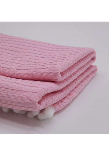 %100 Pamuk Cherry Bebek Battaniyesi Pamuklu Pike 100x120 - Pembe
