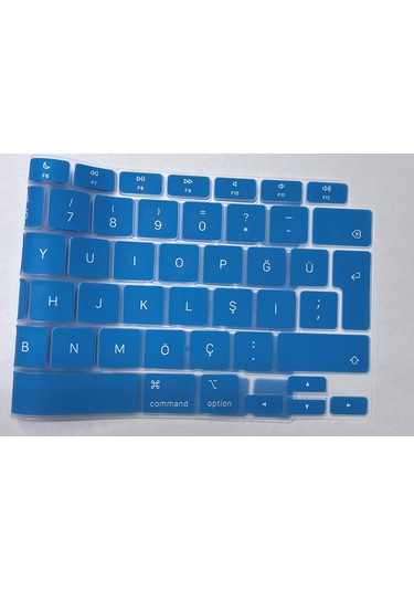 Arabulalaca MacBook Uyumlu Air 13 İnç 2020 A2337 M1 Işlemcili Türkçe Q Silikon Klavye Koruyucu Mavi