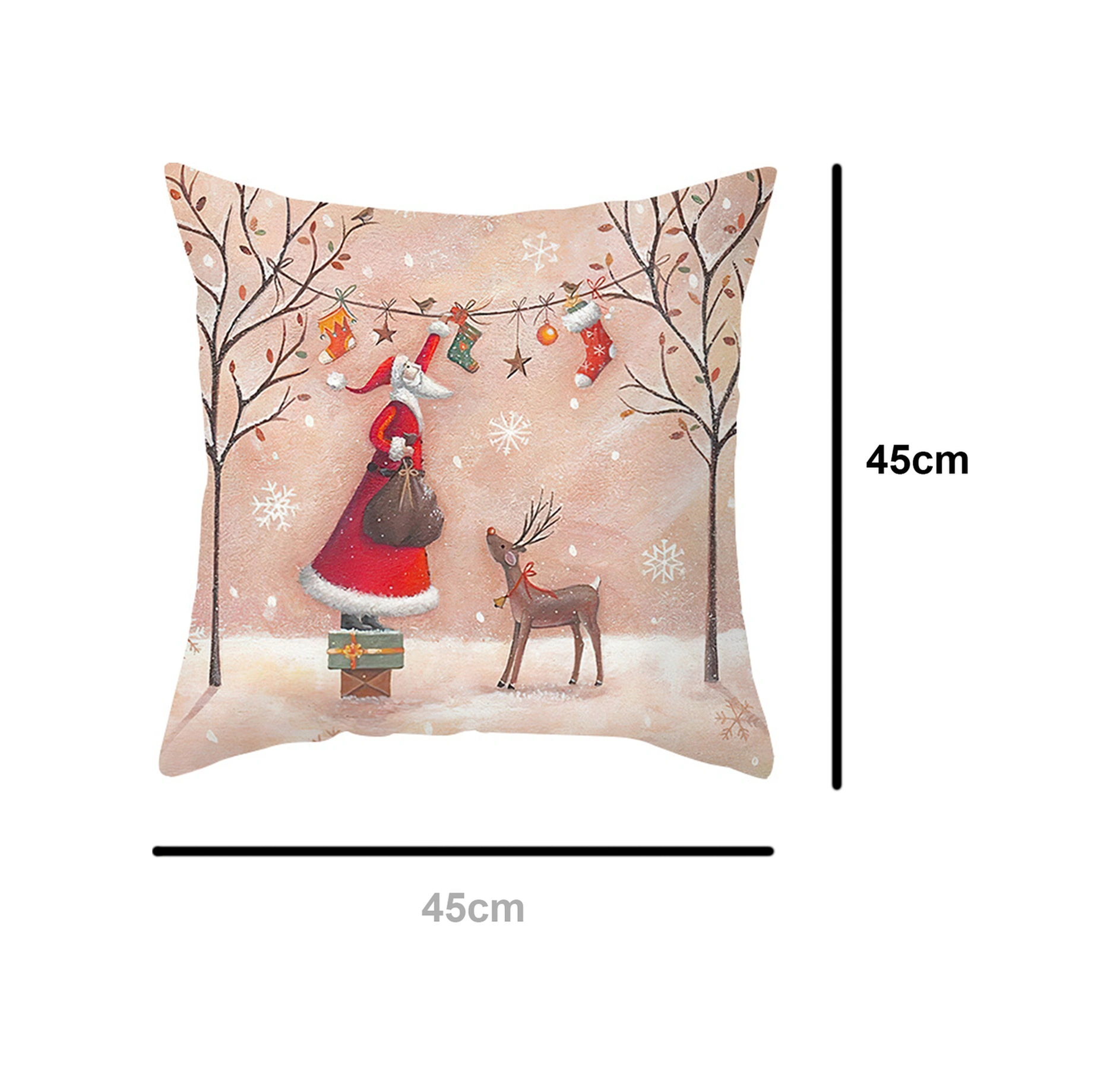 Hombey Noel Temalı Dijital Baskılı Kayısı Derisi Yastık Kılıfı 45x45cm Yastık İçi Yok Tekli Paket Tpr478-9 Diğer