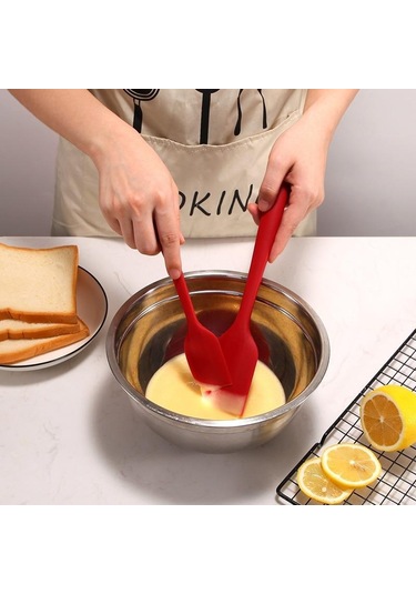 Siyah Kırmızı Silikon Spatula Seti Kauçuk Kazıyıcı 10 Parça Mutfak Pişirme Gereçleri Pişirme İçin Karıştırma Yapışmaz Tavalar İçin Uygun 6