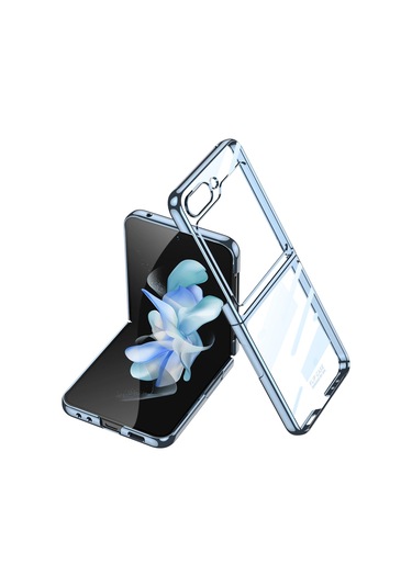 Galaxy Uyumlu Z Flip 5 Kılıf Zore Kıpta Lensli Kapak Mavi Açık