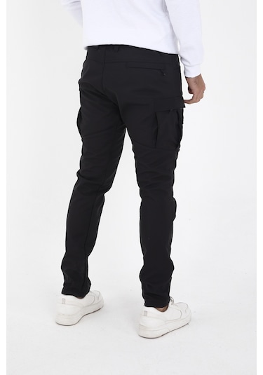 Camp Scoutland Camp592 Outdoor Softshell Su Ve Rüzgara Dayanıklı içi Polarlı Kışlık Erkek Siyah Taktik Pantolon Siyah