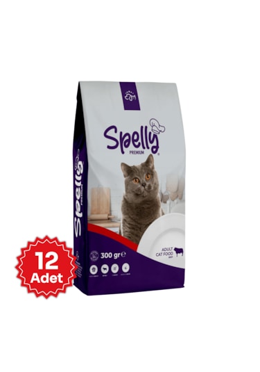 Spelly Premium Biftekli Yetişkin Kedi Maması 12 x 300 G