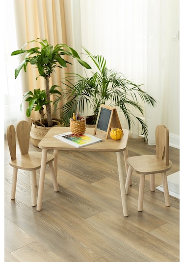 The Kids 1 Masa + 2 Sandalye (Çocuklar için Yaz-Sil Montessori Aktivite ve Etkinlik Masa Sandalye Takımı)