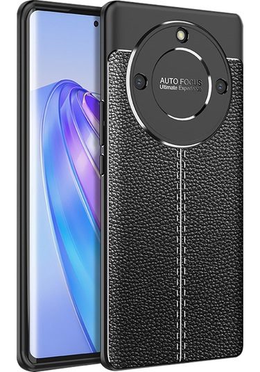 Honor X9a 5G Leather Serisi Deri Efekt Silikon Kılıf-Siyah AL3337