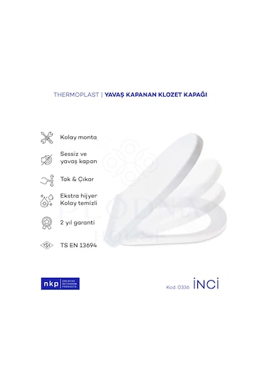 D-Form İnci Yavaş Kapanan Klozet Kapağı