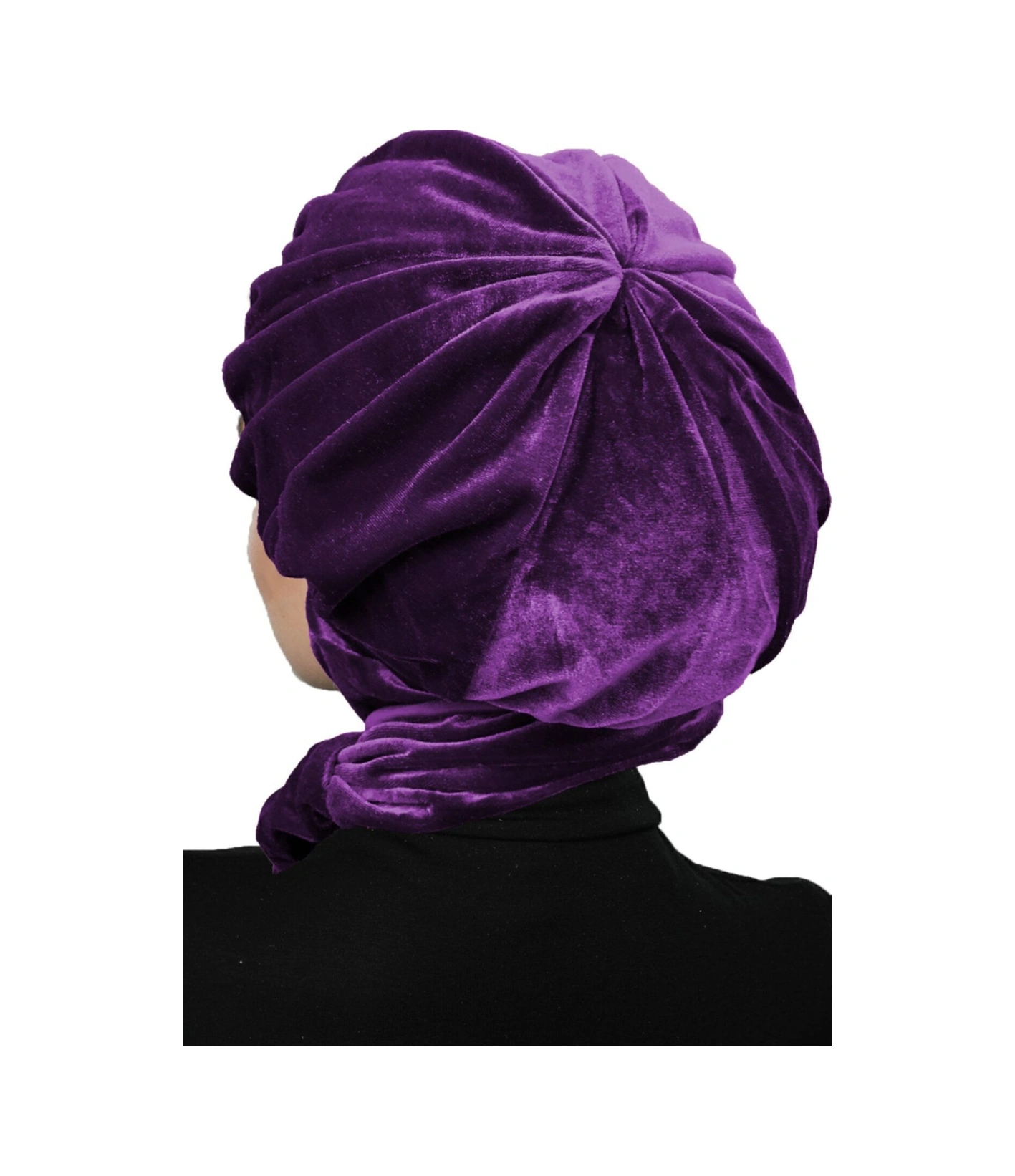 Kadife Şapka Atkılı Toka Detaylı Mor Hazır Türban Tesettür Bone Mor